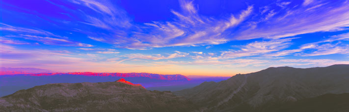 Panoramic Landscape Photography Last Golden Rays at Aguereberry Point, Death Valley